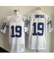 Men Indianapolis Colts 19 Johnny Unitas White Throwback Stitched Football Jersey Men Indianapolis Colts 19 Johnny Unitas White Throwback Stitched Football Jersey