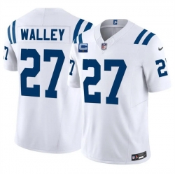Men Indianapolis Colts  27 Justin Walley White 2026 F U S E  1 Star C Patch Vapor Limited Stitched Football Jersey