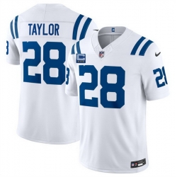Men Indianapolis Colts  28 Jonathan Taylor White 2026 F U S E  With 4 Star C Patch Vapor Limited Stitched Football Jersey