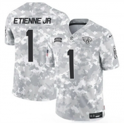 Men Jacksonville Jaguars 1 Travis Etienne Jr  2024 F U S E Arctic Camo Salute To Service Limited Stitched Football Jersey