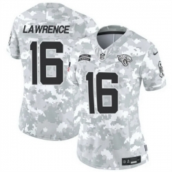 Women Jacksonville Jaguars 16 Trevor Lawrence 2024 F U S E Arctic Camo Salute To Service Limited Stitched Football Jersey