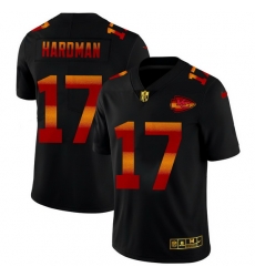 Kansas City Chiefs 17 Mecole Hardman Men Black Nike Red Orange Stripe Vapor Limited NFL Jersey