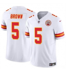 Men   Kansas City Chiefs 5 Hollywood Brown White 2023 F U S E Vapor Untouchable Limited Stitched Football Jersey