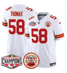 Men Kansas City Chiefs 58 Derrick Thomas White F U S E  2024 AFC West Division Champions Vapor Limited Stitched Football Jersey