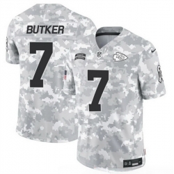 Men Kansas City Chiefs 7 Harrison Butker 2024 F U S E Arctic Camo Salute To Service Limited Stitched Football Jersey