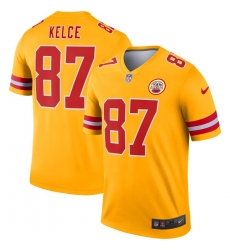 Nike Chiefs 87 Travis Kelce Gold Inverted Legend Jersey