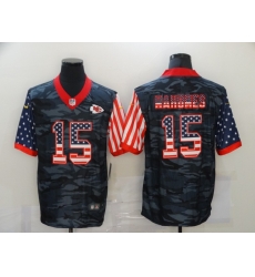 Nike Kansas City Chiefs 15 Patrick Mahomes Black Camo USA Flag Limited Jersey