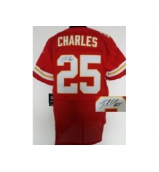 Nike Kansas City Chiefs 25 Jamaal Charles Red Elite Signed NFL Jersey