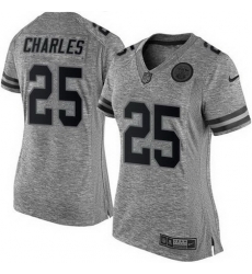 Nike Chiefs #25 Jamaal Charles Gray Womens Stitched NFL Limited Gridiron Gray Jersey