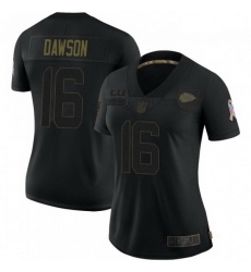 Women Kansas City Chiefs 16 Len Dawson Black 2020 Salute To Service Limited Jersey