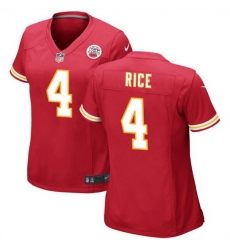 Women Kansas City Chiefs 4 Rashee Rice Red Stitched Jersey  Run Small