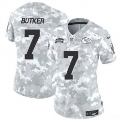 Women Kansas City Chiefs 7 Harrison Butker 2024 F U S E Arctic Camo Salute To Service Limited Stitched Football Jersey