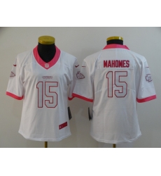 Women Nike Chiefs 15 Patrick Mahomes White Pink Women Vapor Untouchable Limited Jersey