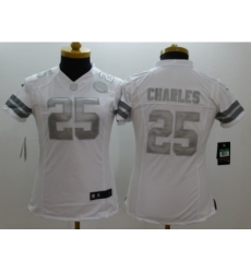 Women Nike Kansas City Chiefs #25 Jamaal Charles Platinum White Jerseys