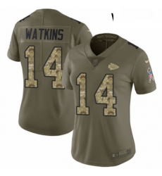 Womens Nike Kansas City Chiefs 14 Sammy Watkins Limited OliveCamo 2017 Salute to Service NFL Jersey