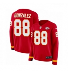 Womens Nike Kansas City Chiefs 88 Tony Gonzalez Limited Red Therma Long Sleeve NFL Jersey