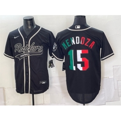 Men Las Vegas Raiders  15 Fernando Mendoza Black Mexico Cool Base Stitched Baseball Jerseys
