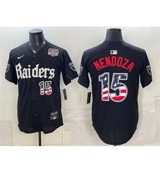 Men Las Vegas Raiders  15 Fernando Mendoza Black USA 250 Fourth of July  Gothic Sin City Shadows Edition  Vapor Limited Stitched Baseball Jersey