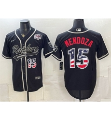 Men Las Vegas Raiders  15 Fernando Mendoza Black USA 250 Fourth of July Vapor Limited Stitched Baseball Jersey