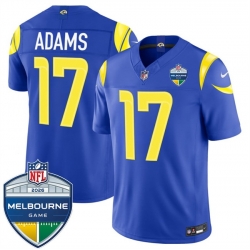 Men Los Angeles Rams  17 Davante Adams Royal 2026 F U S E  Melbourne Game Patch Vapor Limited Stitched Football Jersey
