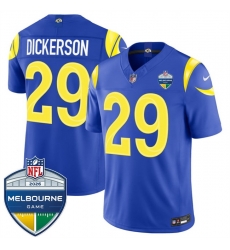 Men Los Angeles Rams 29 Eric Dickerson Royal 2026 F U S E Melbourne Game Patch Vapor Limited Stitched Football Jersey Men Los Angeles Rams 29 Eric Dickerson Royal 2026 F U S E Melbourne Game Patch Vapor Limited Stitched Football Jersey