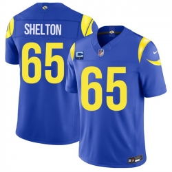 Men Los Angeles Rams  65 Coleman Shelton Royal 2026 F U S E  1 Star C Patch Vapor Limited Stitched Football Jersey