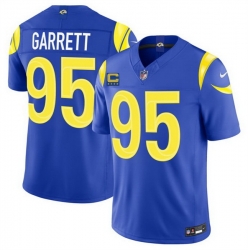 Men Los Angeles Rams  95 Myles Garrett Royal 2026 F U S E  4 Star C Patch Vapor Limited Stitched Football Jersey