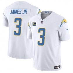 Men Los Angeles Chargers 3 Derwin James JR White 2025 F U S E With 4 Star C Patch Vapor Limited Stitched Football Jersey