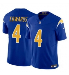 Men Los Angeles Chargers 4 Gus Edwards Royal 2024 F U S E  Vapor Limited Stitched Football JerseyS