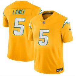 Men Los Angeles Chargers 5 Trey Lance Gold 2026 F U S E Alternate Vapor Limited Stitched Football Jersey