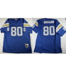 Men Los Angeles Chargers  80 Kellen Winslow Blue 1981 Throwback Stitched Football Jersey