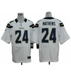 Nike San Diego Chargers 24 Ryan Mathews White Elite NFL Jersey