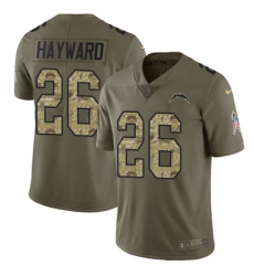 Youth Nike Chargers #26 Casey Hayward Olive Camo Stitched NFL Limited 2017 Salute to Service Jersey