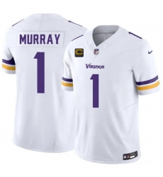 Men Minnesota Vikings  1 Kyler Murray White 2026 F U S E  4 Star C Patch Vapor Untouchable Limited Stitched Jersey