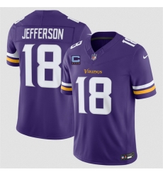 Men Minnesota Vikings  18 Justin Jefferson Purple 2026 F U S E  With 4 star C Patch Vapor Limited Stitched Football Jersey