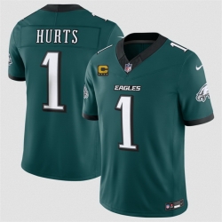 Men Philadelphia Eagles  1 Jalen Hurts Green 2026 F U S E  4 Star C Patch Vapor Untouchable Limited Stitched Football Jersey