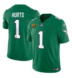 Men Philadelphia Eagles  1 Jalen Hurts Kelly Green 2026 F U S E  4 Star C Patch Throwback Vapor Untouchable Limited Stitched Football Jersey