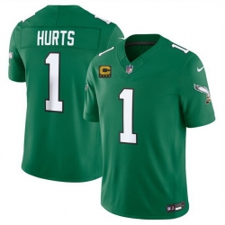 Men Philadelphia Eagles  1 Jalen Hurts Kelly Green 2026 F U S E  4 Star C Patch Throwback Vapor Untouchable Limited Stitched Football Jersey