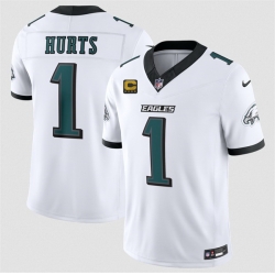 Men Philadelphia Eagles  1 Jalen Hurts White 2026 F U S E  4 Star C Patch Vapor Untouchable Limited Stitched Football Jersey