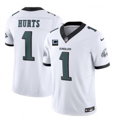 Men Philadelphia Eagles 1 Jalen Hurts White F U S E With 4 Star C Patch Vapor Untouchable Limited Stitched Football Jersey