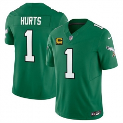 Men Philadelphia Eagles 1 Jalen Jurts Kelly Green 2025 F U S E  With 4 Star C Patch Vapor Untouchable Limited Throwback Stitched Football Jersey
