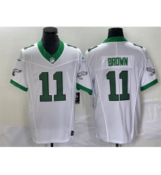 Men Philadelphia Eagles 11 A  J  Brown White 2023 F U S E  Vapor Untouchable Stitched Football Jersey