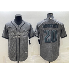 Men Philadelphia Eagles 20 Brian Dawkins Grey With Patch Cool Base Stitched Baseball Jersey