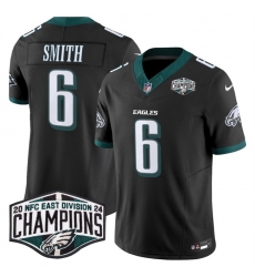 Men Philadelphia Eagles 6 DeVonta Smith Black 2024 New NFC East Champions F U S E  Vapor Untouchable Limited Stitched Football Jersey