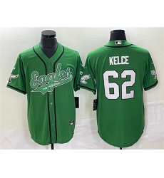 Men Philadelphia Eagles 62 Jason Kelce Green Cool Base Stitched Baseball Jersey