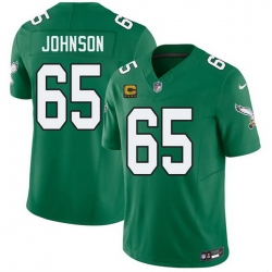 Men Philadelphia Eagles  65 Lane Johnson Kelly Green 2026 F U S E  4 Star C Patch Throwback Vapor Untouchable Limited Stitched Football Jersey