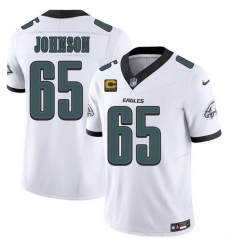 Men Philadelphia Eagles  65 Lane Johnson White 2026 F U S E  4 Star C Patch Vapor Untouchable Limited Stitched Football Jersey
