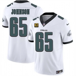 Men Philadelphia Eagles  65 Lane Johnson White 2026 F U S E  4 Star C Patch Vapor Untouchable Limited Stitched Football Jersey