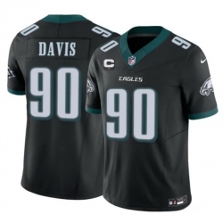Men Philadelphia Eagles  90 Jordan Davis Black 2025 F U S E  1 Star C PatchVapor Untouchable Limited Throwback Stitched Football Jersey