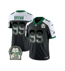 Men Philadelphia Eagles 99 Jerome Brown Black White 2023 F U S E  Throwback Vapor Untouchable Limited Stitched Football Jersey